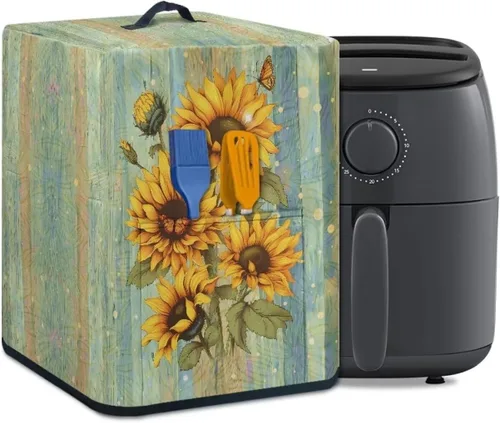 Miniatura 35 de Air Fryer Oven Dust Cover with Handle and Pocket, Easy Cleaning Electric Appliance Cover, Brown Flower Flor marrón (Brown Flower)