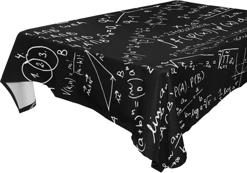 YETTASBIN Mantel cuadrado creativo negro matemático, impermeable, resistente a las manchas, a las arrugas, lavable, de poliéster, para picnic, cena,
