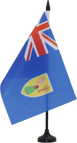 Miniatura 24 de Bandera de mesa de Anguila de 4 x 6 pulgadas, bandera de escritorio británica de Anguila, 5.9 x 3.9 in, palo y base de plástico negro AZ FLAG