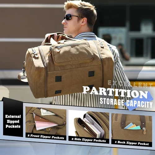 Miniatura 2 de Plambag - bolsa de lona para viaje, 50 L, bolsa de fin de semana, Coffee), PB058CE