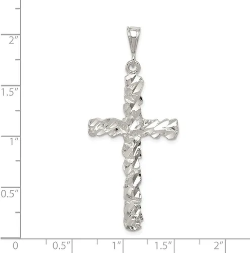 Miniatura 3 de Colgante de plata de ley 925 con forma de cruz de diamante de talla cruzada 2126in x 0906in