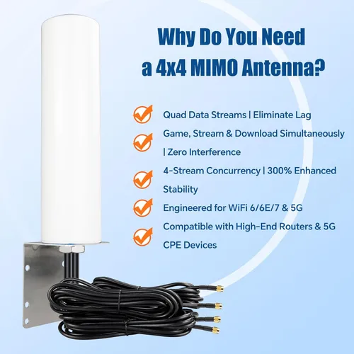 Miniatura 3 de Antena 4x4 MIMO 4G LTE 5G 600-6000MHz Antena WiFi omnidireccional con conector SMA TS9 Cable RG58 de 9.84 pies para T-Mobile Home Internet Verizon