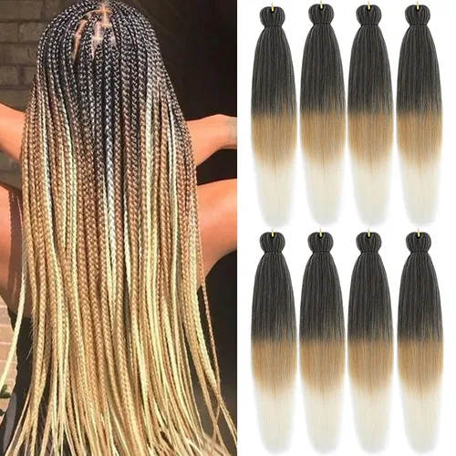 Miniatura 27 de Liang Dian Cabello para hacer trenzas, Cabello estirado para hacer trenzas, 12 pulgadas, 8 paquetes, color ombre púrpura, para sellar en agua