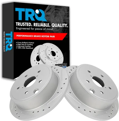 Miniatura 281 de TRQ Juego de rotores de freno de rendimiento trasero con revestimiento G premium compatible con Mazda 6 2014-2021