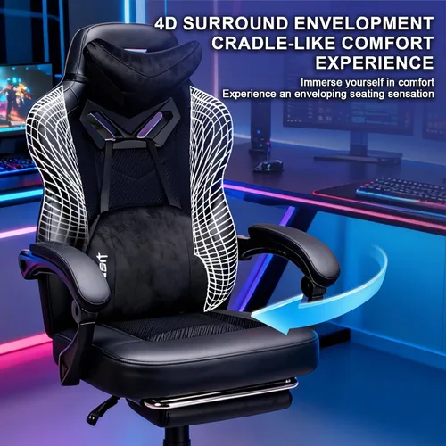 Miniatura 3 de Vigosit Silla de juegos Pro, sillas ergonómicas para juegos para adultos y personas pesadas, silla reclinable de masaje para escritorio de oficina