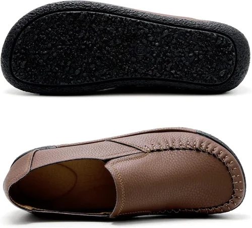 Miniatura 4 de UZB Mocasines de cuero sin cordones para mujer, cómodos zapatos de plataforma casuales