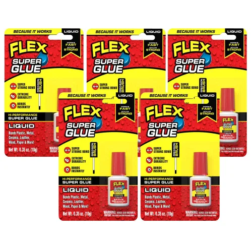 Miniatura 21 de Flex Super Glue Líquido, Botella de 20 Gramos, Pack de 2, Transparente, Enlace Instantáneo, Secado Rápido, Adhesivo de Cianoacrilatos, Punta