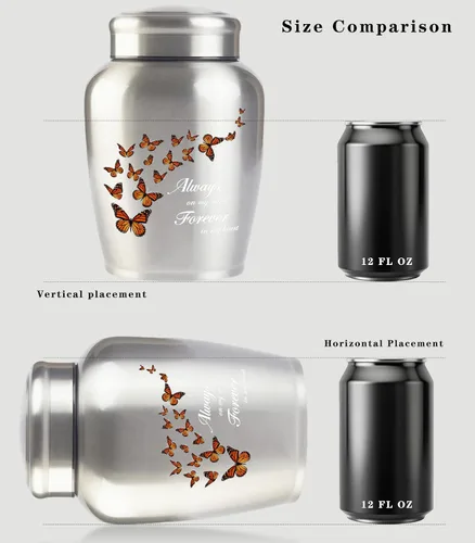 Miniatura 3 de Urna grande de mariposa de hasta 180 libras para cenizas para mujeres, hombres, adultos, hombre y mujer, acero inoxidable