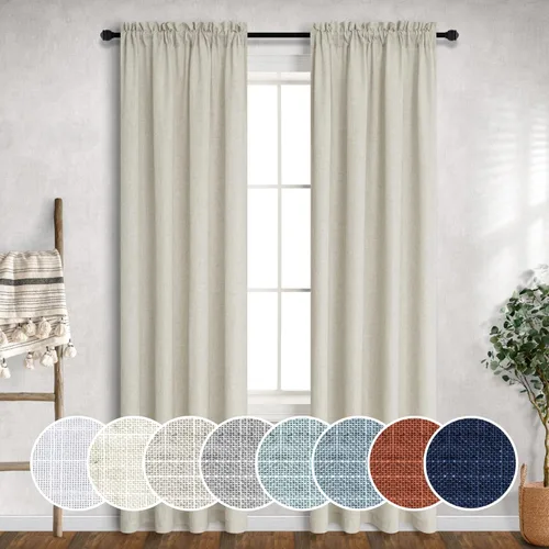 Miniatura 18 de Cortinas blancas puras de 38 pulgadas de ancho para dormitorio, juego de 2 paneles de cortinas de privacidad con bolsillo para barra, cortinas