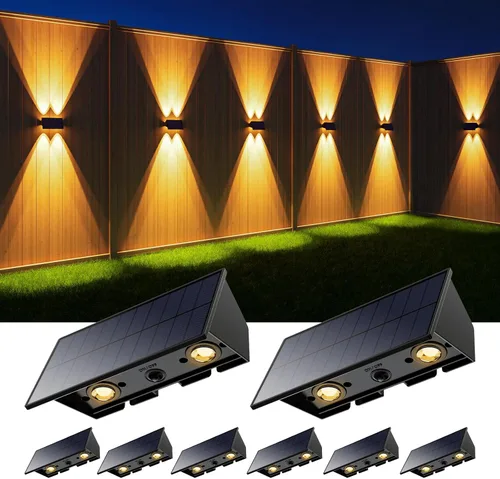 Miniatura 20 de 4 Pack Solar Powered Wall Lights for Outside Up and Down Fence Mount LED Outdoor Decorative Waterproof Lamps for Porch, Deck, Patio, Yard, Garden, 4