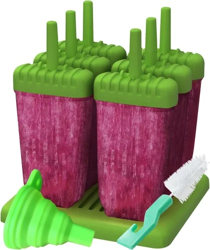 Ozera - Juego de 6 moldes reutilizables para paletas de hielo, moldes para crema, moldes de fácil liberación, moldes para hacer paletas caseras con