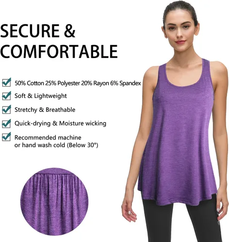 Miniatura 82 de Cestyle - Camiseta sin mangas para mujer, cuello redondo, corte holgado, para entrenamiento