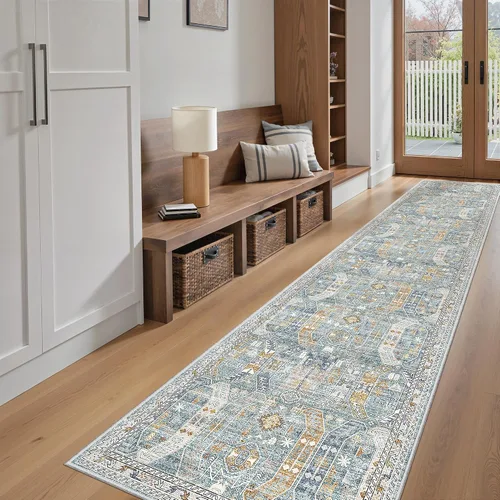 Miniatura 183 de Madane Tapete lavable de 2 x 10 pies para pasillo, cocina, recibidor, clásico, suave, antideslizante para interiores, casa de campo, baño, sala