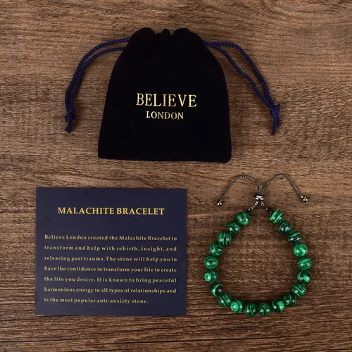 Miniatura 2 de Believe London - Pulsera de piedras preciosas para curación de chakras, cristal de ansiedad, piedra natural, para hombres y mujeres, alivio
