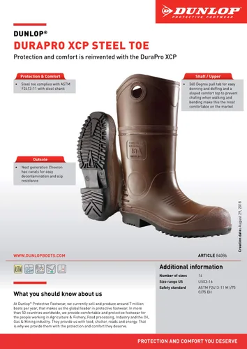 Miniatura 2 de Dunlop 8408603 DURAPRO XCP - Botas con puntera de acero de seguridad, material de PVC de polimezcla 100 % impermeable, cómodas plantillas
