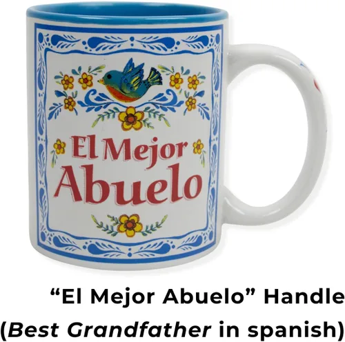 Miniatura 3 de Taza El Mejor Abuelo – Regalos únicos de Abuelo en español – Taza de cerámica duradera de 12 onzas con esmalte azul – Taza para el mejor abuelo