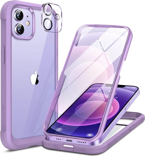 Miniatura 35 de Miracase Funda para iPhone 13 de 6.1 pulgadas, [sin burbujas] funda de teléfono de cuerpo completo con pantalla de vidrio completa integrada, sin