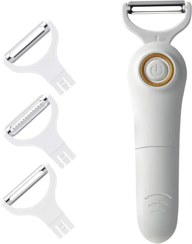 Pelador eléctrico de frutas y verduras, juego profesional de pelador de patatas de mano, cortador de cocina con 3 cuchillas intercambiables para