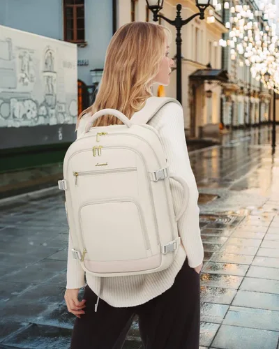 Miniatura 2 de LOVEVOOK Mochila de viaje para mujer y hombre, Beige, Mochilas de viaje
