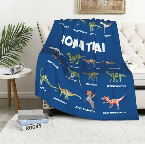 Miniatura 2 de Mantas personalizadas de dinosaurio para niños, bebés, niños pequeños, manta de forro polar suave y cálida con nombre, regalos de cumpleaños