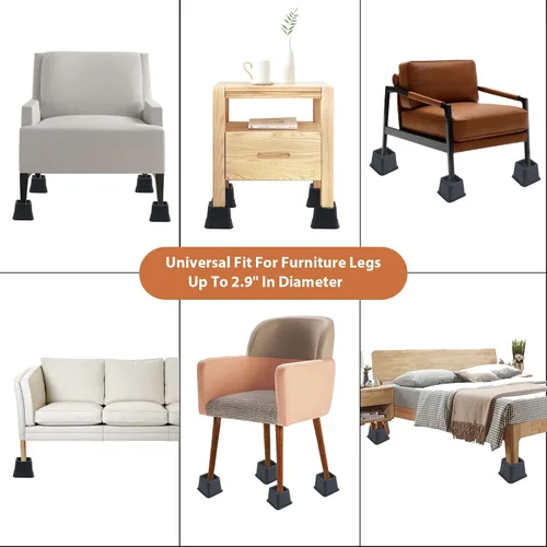 Miniatura 6 de DEDU Elevadores de cama de 3 pulgadas, resistentes, paquete de 9 elevadores de muebles para sofás de gran tamaño, elevadores de sofá con almohadilla