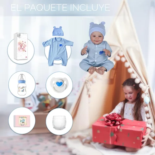 Miniatura 6 de CHAREX Muñeca Realista Reborn de Bebé Niño - Muñeca de Bebé Recién Nacido Realista de 18 Pulgadas con Cuerpo de Tela Suave, Muñecas de Bebé