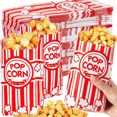 200 bolsas de papel para palomitas de maíz para fiestas, 1 oz, pequeñas porciones individuales vintage, contenedores de palomitas de maíz, bolsas de