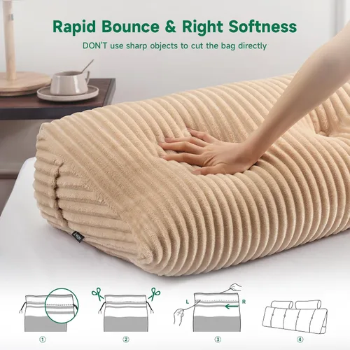 Miniatura 2 de Z-hom Almohada de cuña grande para cabecero, almohada triangular para cabecero tamaño king, almohada de lectura para cama con una almohada enrollada