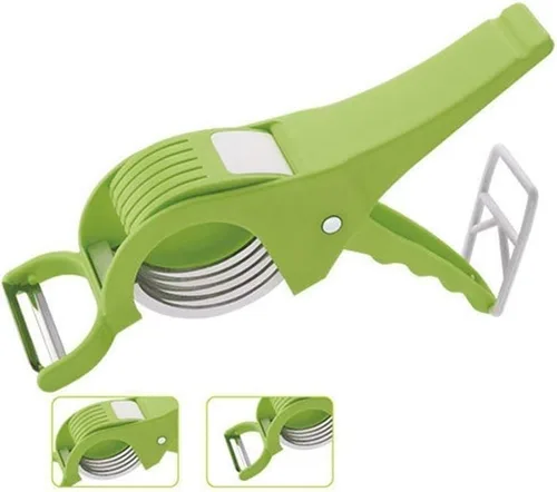 Cortador de verduras múltiples de plástico con pelador Hoja de acero inoxidable de 5 capas 2 en 1 cortador de verduras Cortador de alimentos