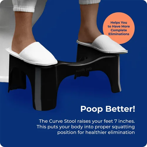 Miniatura 3 de Squatty Potty The Original - Taburete de inodoro de baño, ligero curvo con diseño elegante y moderno, negro, 7 pulgadas