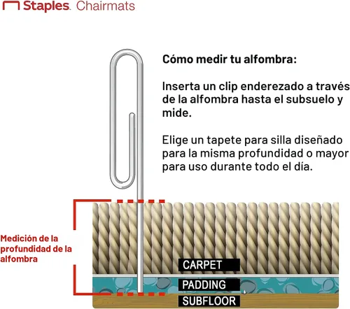 Miniatura 8 de Staples Tapete para silla de oficina, tapetes transparentes con borde, alfombras de pelo medio, cobertura extendida debajo del escritorio, 48 x 36