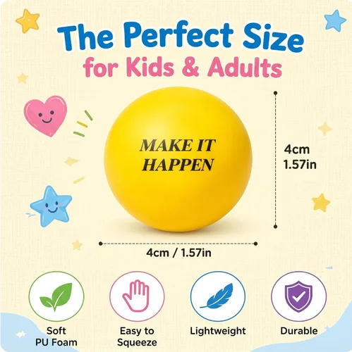 Miniatura 2 de Sotiff 100 bolas de estrés a granel para adultos, espuma colorida para aliviar el estrés, juguetes de regalo con citas motivacionales, bolas
