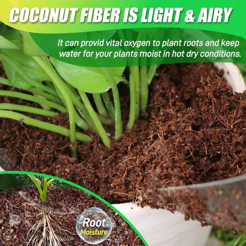 Miniatura 6 de Ladrillo de fibra de coco para plantas - Paquete de 6 ladrillos de coco premium, 100% fibra de coco orgánica, fibra de cáscara de coco para plantar