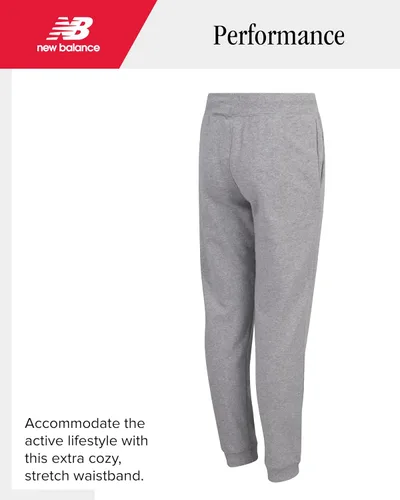 Miniatura 14 de New Balance Pantalones deportivos para niña, forro polar de mezcla de algodón suave con cordón y bolsillos (tallas 8-16)