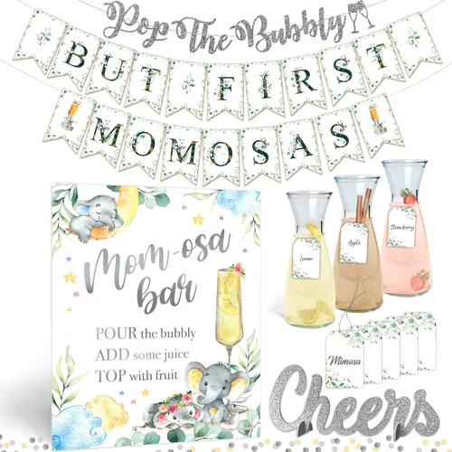 Kit de barra de elefante Momosa, decoración de baby shower de elefante para niños y niñas o fiesta de revelación de género neutro, decoración de