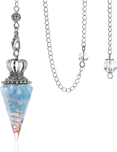 Miniatura 10 de Jovivi Péndulos naturales de cristal curativo de 7 chakras para radiestesia de adivinación, corona de 6 hechos, piedras de resina puntiagudas