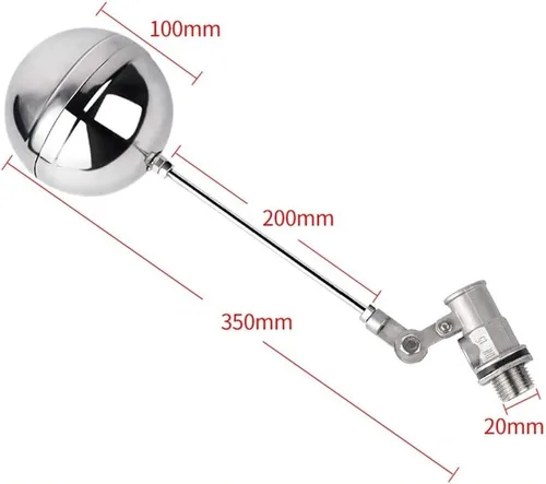 Miniatura 2 de Adjustable 1/2 Inch Stainless Steel Float Valve - Water Level Controller for Tanks and Towers