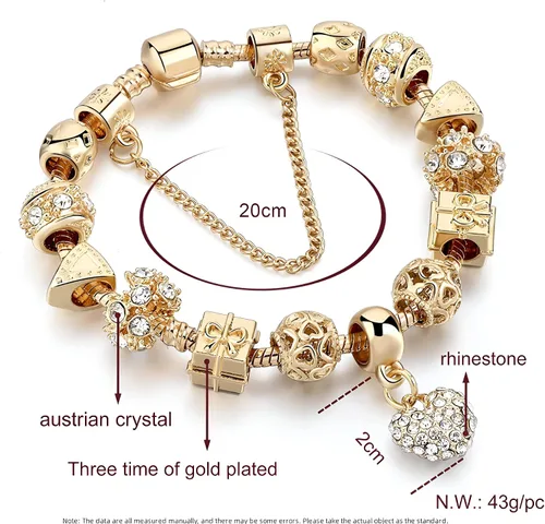 Miniatura 2 de Pulsera clásica con diamantes de amor chapado en oro para mujer, Cobre, diamantes de imitación, cristal austriaco