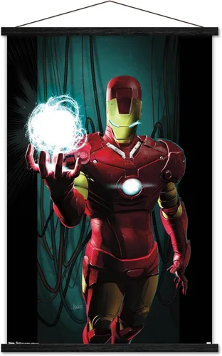 Miniatura 12 de Trends International Marvel Comics - Iron Man - Póster de pared energético, 14.725 x 22.375 pulgadas, versión enmarcada en madera de granero