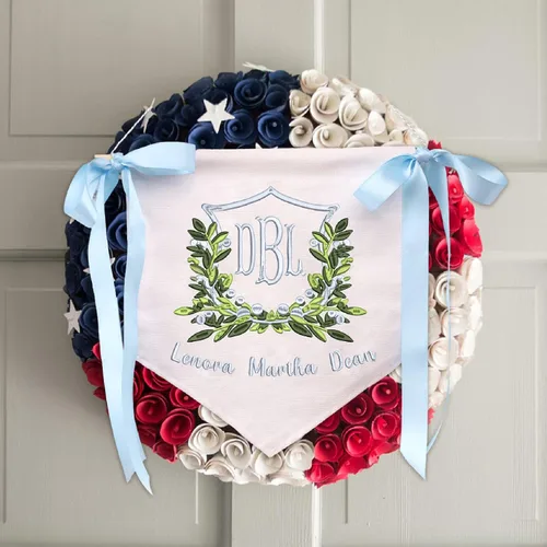 Miniatura 4 de Letrero personalizado de bienvenida para bebé, bandera bordada con nombre, letrero para puerta de hospital de bebé, con lazos, decoración de baby