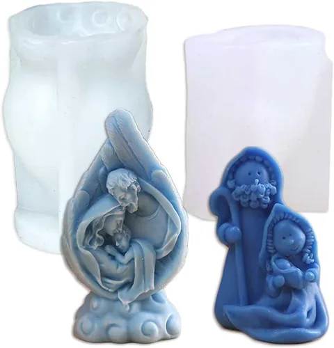 Tone Fun Wing and Christmas The Jesus Family (2 piezas/juego) Moldes de silicona para hacer velas, resina, velas de aromaterapia, jabón de cera