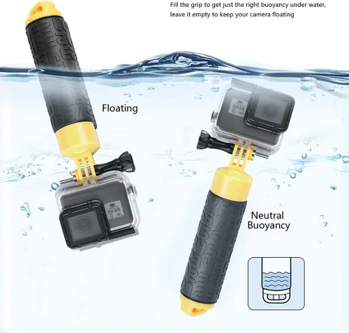 Miniatura 2 de SOONSUN Empuñadura flotante impermeable para GoPro Hero 13 12 11 10 9 8 7 6 5 4 3+ 2, Sesión, Fusion, Max, SJCAM, AKASO, DJI Osmo Action