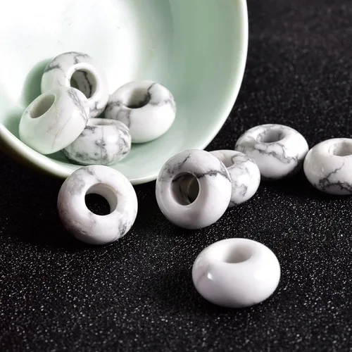 Miniatura 18 de Cuentas de piedra natural de agujero grande (0.23 a 0.236 pulgadas) pulidas Rondelle cuentas de piedras preciosas europeas para pulseras de dijes