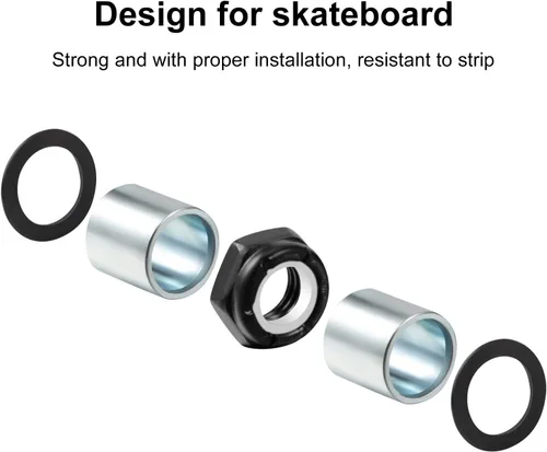 Miniatura 6 de Hotop Kit de 56 piezas de accesorios para patineta y camión, incluye 8 espaciadores, 8 tuercas de eje y 40 anillos de velocidad para patineta
