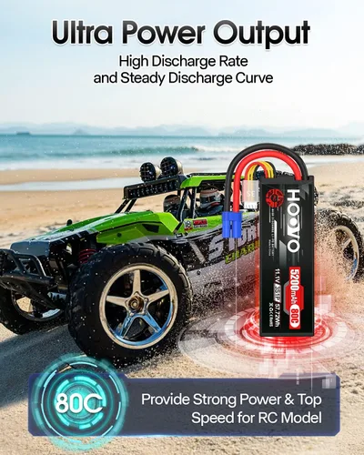 Miniatura 5 de HOOVO 3S 11.1V 80C 5200mAh RC Lipo - Carcasa rígida con conector EC5 para coche a control remoto, barco, camión, heli, avión, UAV, dron, FPV Racing