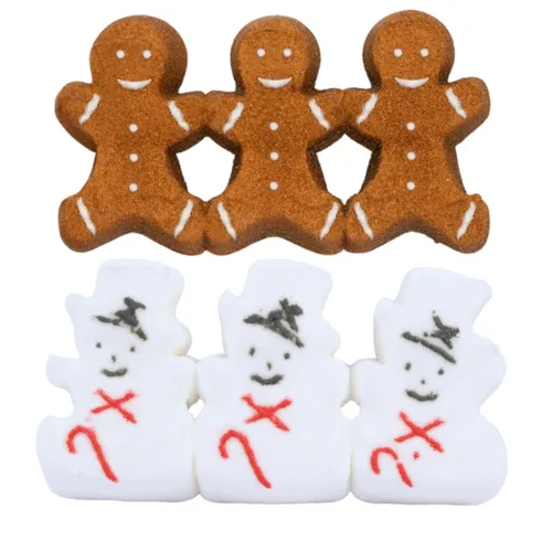 Miniatura 6 de Needzo Caramelos de Navidad de malvavisco recubiertos de azúcar, muñecos de nieve y pan de jengibre con forma de personaje, rellenos de calcetines