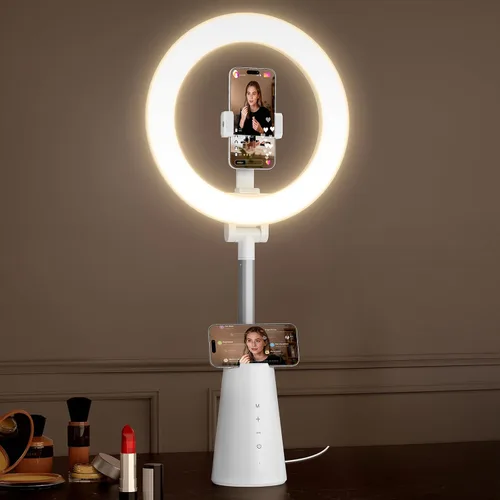 Anillo de luz para maquillaje y grabación de video, anillo de luz de escritorio de 11 pulgadas con soporte de 13.5 pulgadas y soportes para