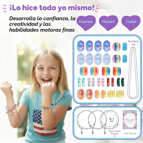 Miniatura 3 de Kit para hacer pulseras con abalorios y juguete de unicornio/sirena para niñas: ideal para manualidades para niñas de 8 a 12 años que inspiran