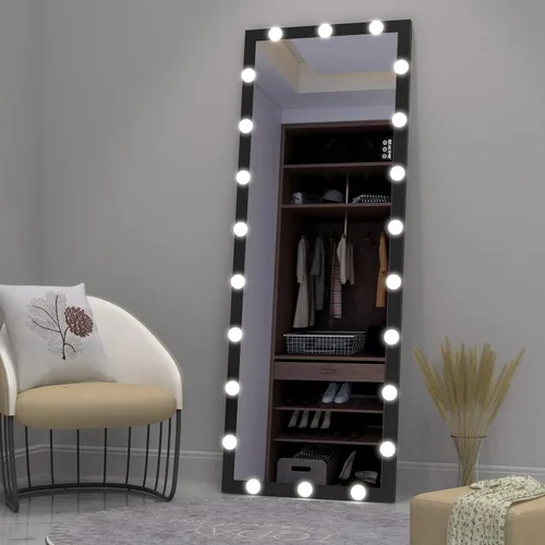 Miniatura 7 de ANYHI Espejo de cuerpo entero con luces, 62.6 x 23.3 pulgadas, espejo LED de cuerpo entero de pie con 22 bombillas regulables, espejo de piso