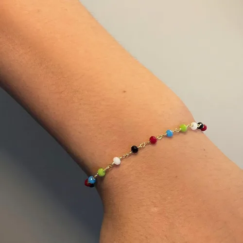 Miniatura 3 de Pulsera de cadena de elegante oro para mujer, pulseras de cadena individual o en capas, con eslabón de dije de corazón, karma, triángulo, perlas